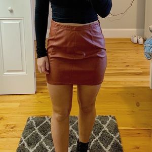 Cognac Brown Mini Skirt